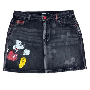 Desigual x Disney Dark Denim Mini Skirt Size 12 Mickey Mouse